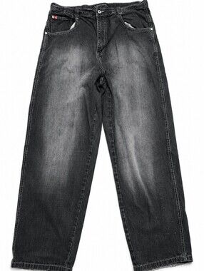 Men's Vintage Southpole Black Washed Baggy Jeans Y2K - 38
